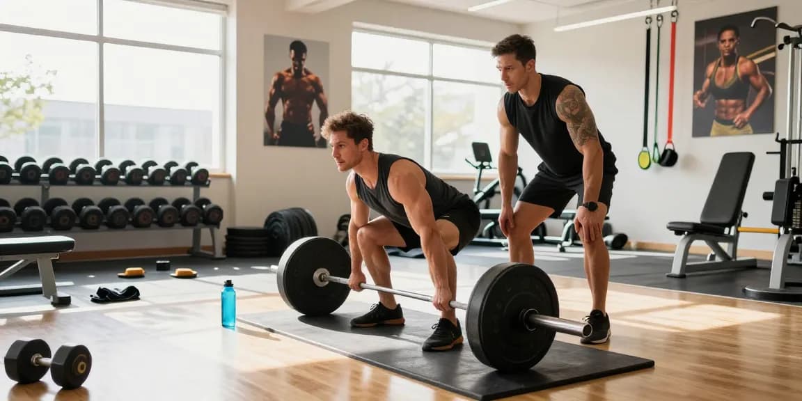 Prime Pharma Steroide Athlet hebt Gewichte in lebendiger Fitnessstudio-Atmosphäre