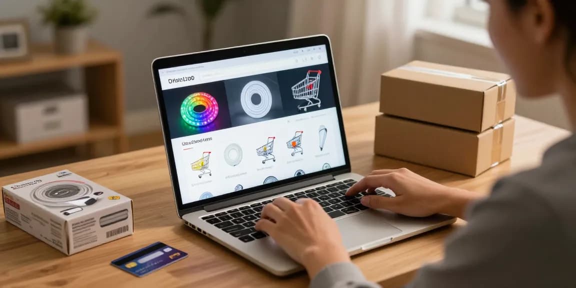 Banda led products showcased in a cozy online shopping environment, perfect for e-commerce enthusiasts.