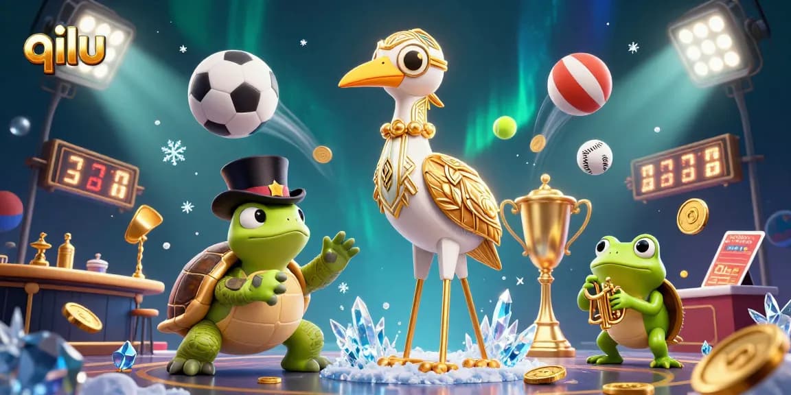 Experience excitement with qilu-themed cartoon characters in a dynamic casino illustration.