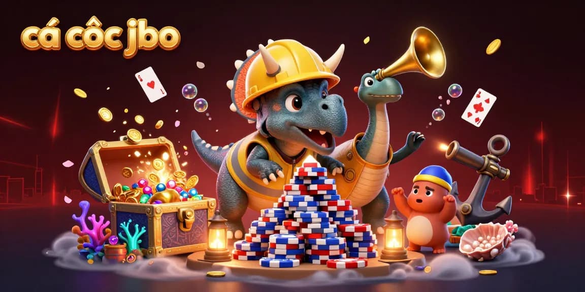 Engage in cá cược jbo with a dynamic celebration scene featuring cartoon dinosaurs and vibrant decorations.