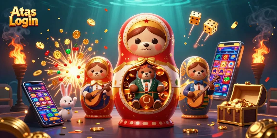 Access exciting features with Atas Login in a vibrant, animated casino world full of surprises.