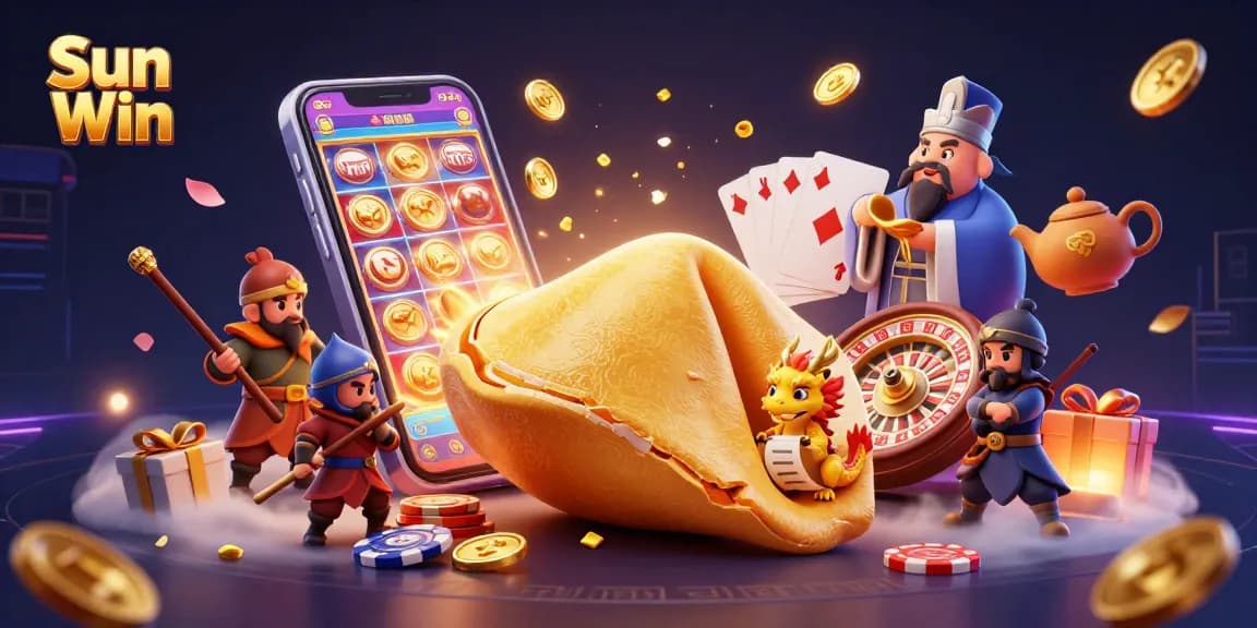 Experience exhilarating wins with Sun Win in this dynamic casino-themed illustration full of action and adventure.
