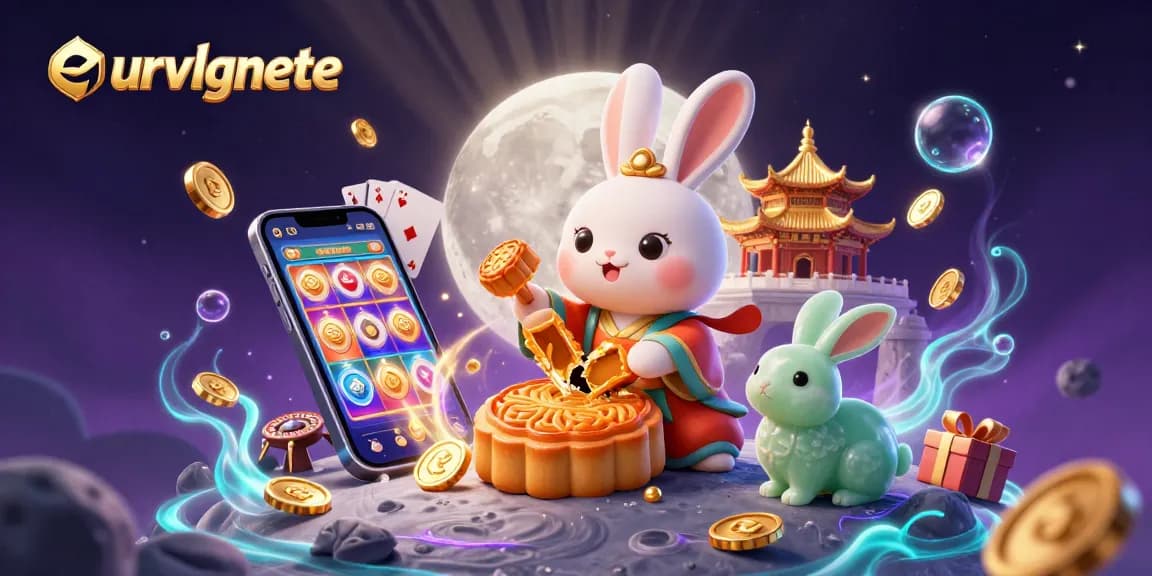 Transform your gaming experience with eurvlgnete as moon rabbits reveal hidden poker chips in a vibrant casino scene.
