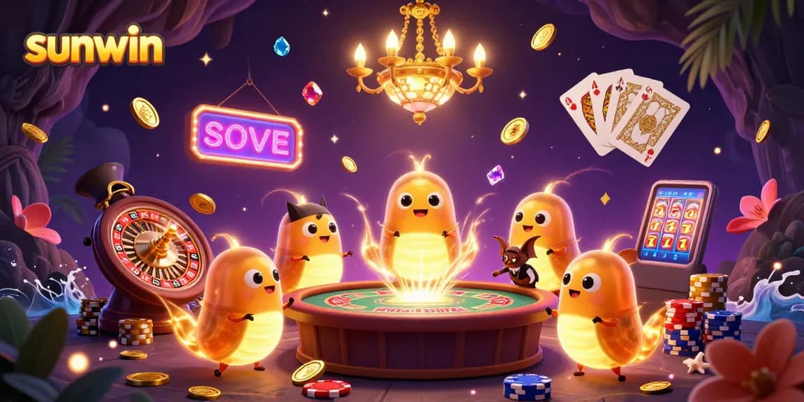Experience the thrill of sunwin as glowing creatures enhance the vibrant casino atmosphere.