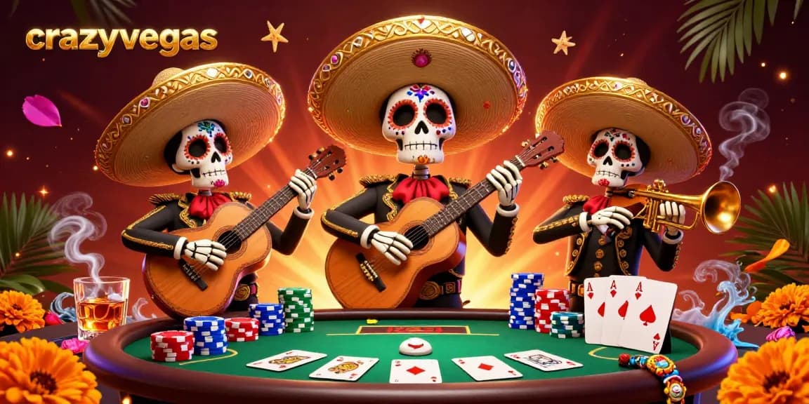 Experience the thrills at crazyvegas with a vibrant mariachi band amidst poker excitement.