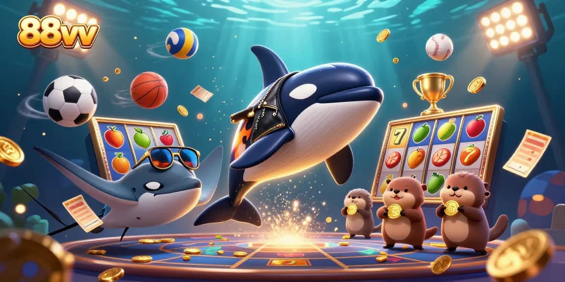 88vv showcases an exciting casino scene with unique characters and vibrant gaming elements.