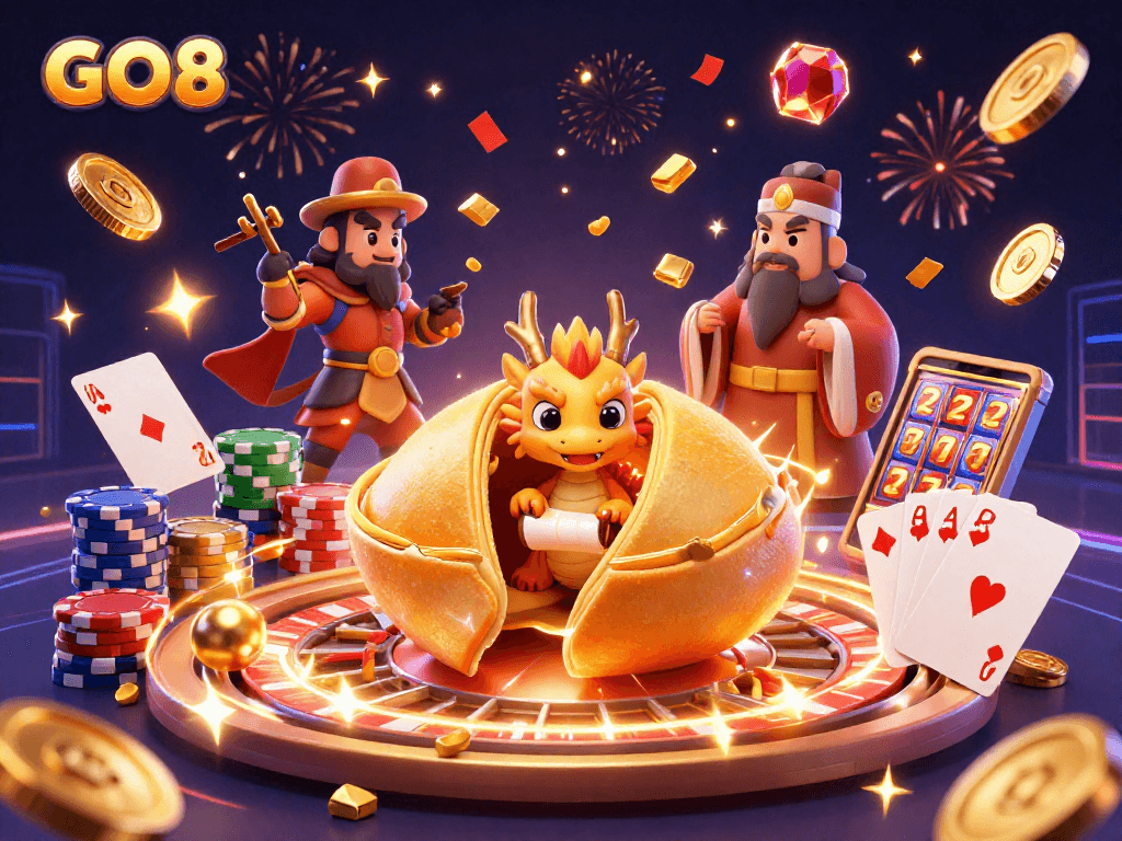 Engage with GO8's online casino experience through vibrant fortune elements and diverse gaming opportunities.
