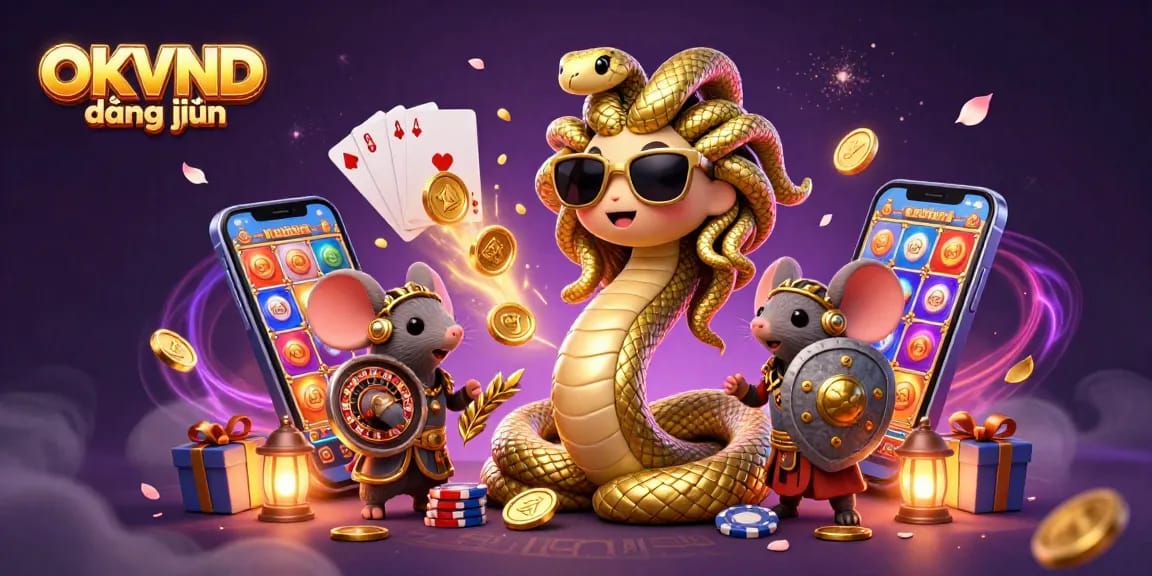 Engage in thrilling gameplay with OKVND đăng nhập, where Medusa and a warrior mouse encounter dynamic casino elements.