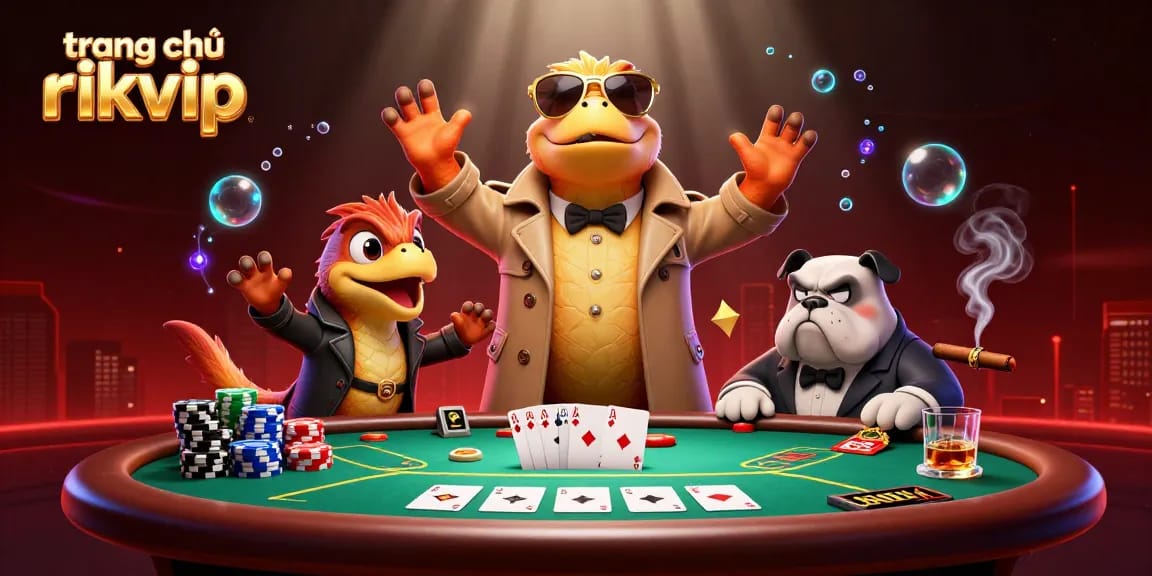 Experience the luxury of trang chủ rikvip as cartoon raptors attempt to enter a casino VIP lounge.