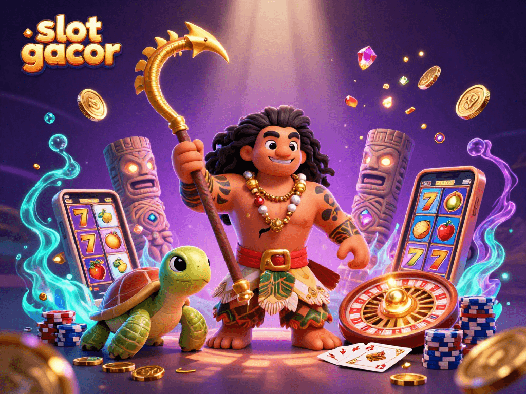 Engage with thrilling slot gacor action featuring vibrant visuals and characters in a lively casino scene.