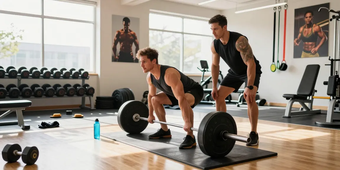 Prime Pharma Steroide Athlet hebt Gewichte in lebendiger Fitnessstudio-Atmosphäre