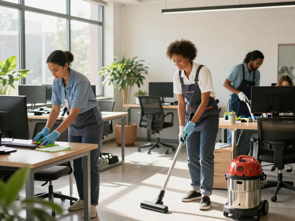 Büroreinigung Göttingen durch ein professionelles Team in einem modernen Büro, das eine saubere und einladende Arbeitsumgebung schafft.