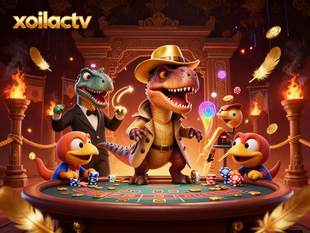 Experience thrilling moments at xoilactv with a velociraptor at the blackjack table and a sneaky compy.