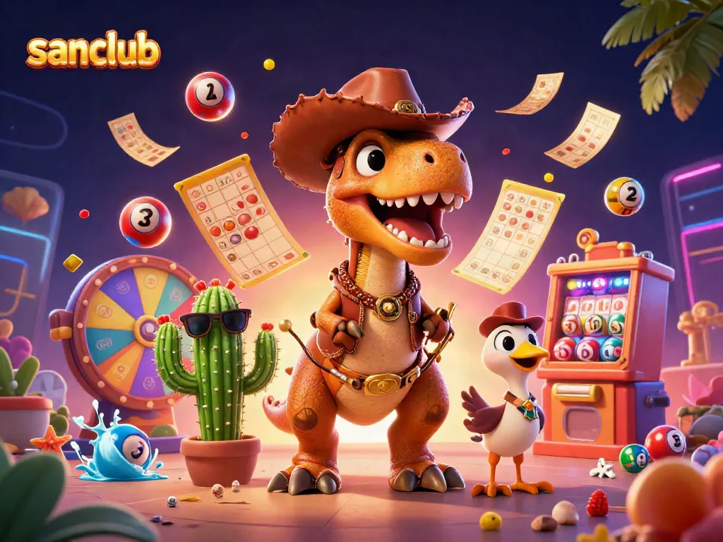 Engage in winning gameplay at sanclub with vibrant lottery elements and lively characters.