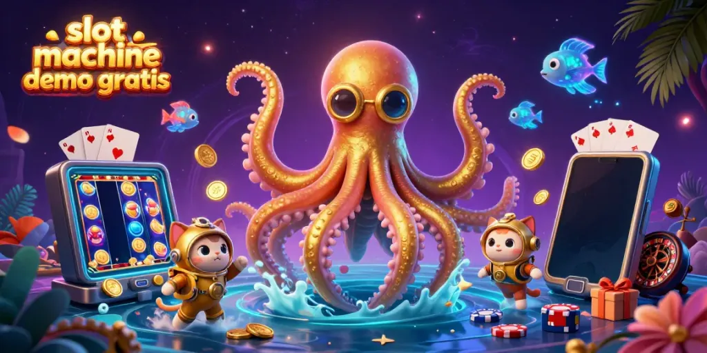 Experience exciting slot machine demo gratis with a colossal kraken, diving cat, and underwater slot game festivities.