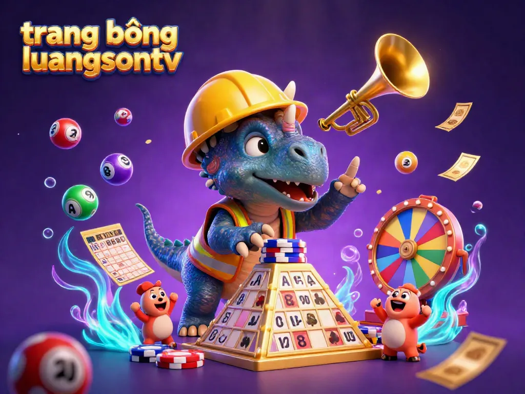 Experience great fun with trang bóng luongsontv featuring vibrant colorful lottery elements and cheerful dinosaurs celebrating.