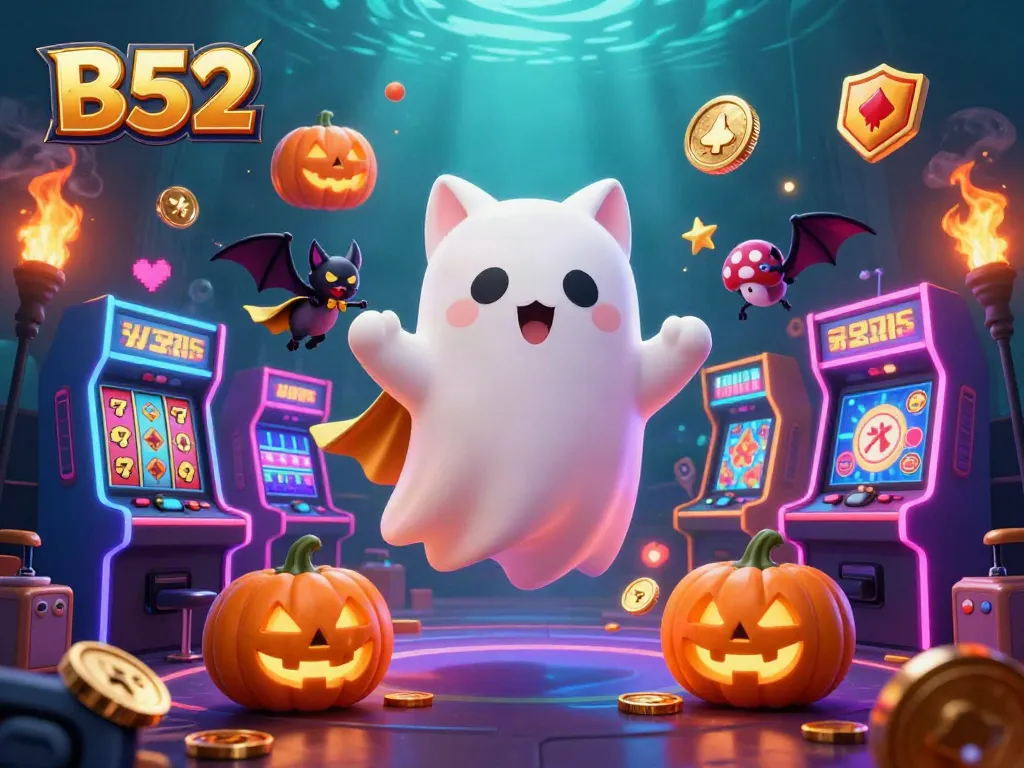 Experience the thrills of B52 in a vibrant casino with ghostly characters and exciting game elements.