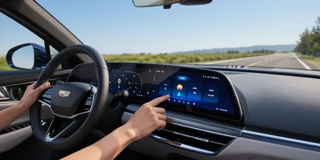Do the Driving Modes in the Cadillac Lyriq Offer Different Ranges or Battery Usages? Driver selecting modes on dashboard.