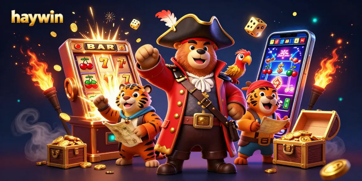 Engage with haywin's thrilling casino experience illustrated through vibrant characters and dynamic elements.