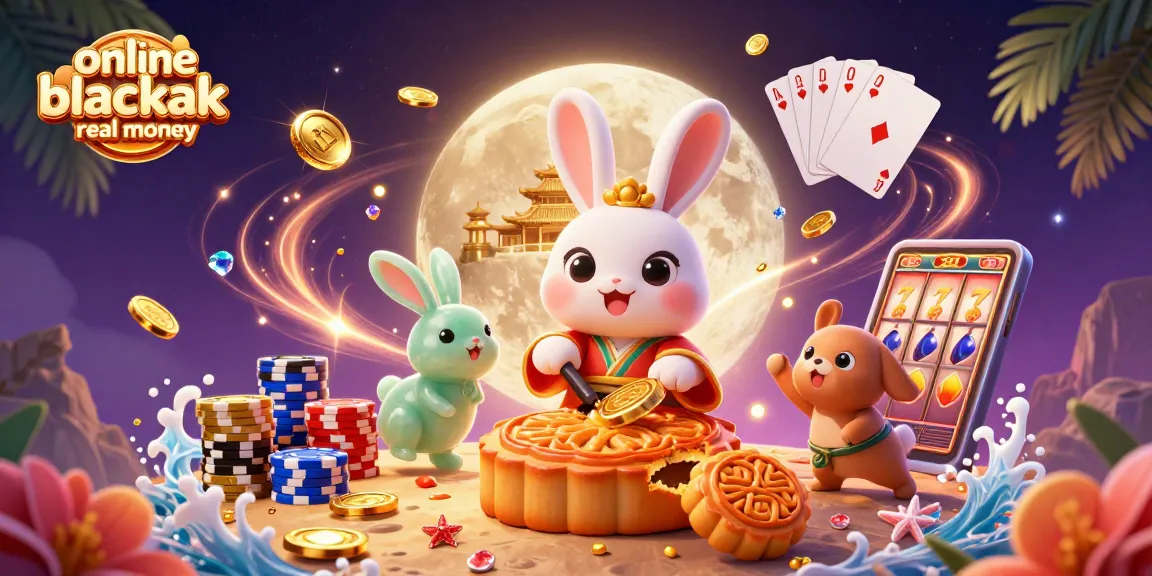 Play online blackjack real money with a vibrant, engaging illustration featuring casino elements.