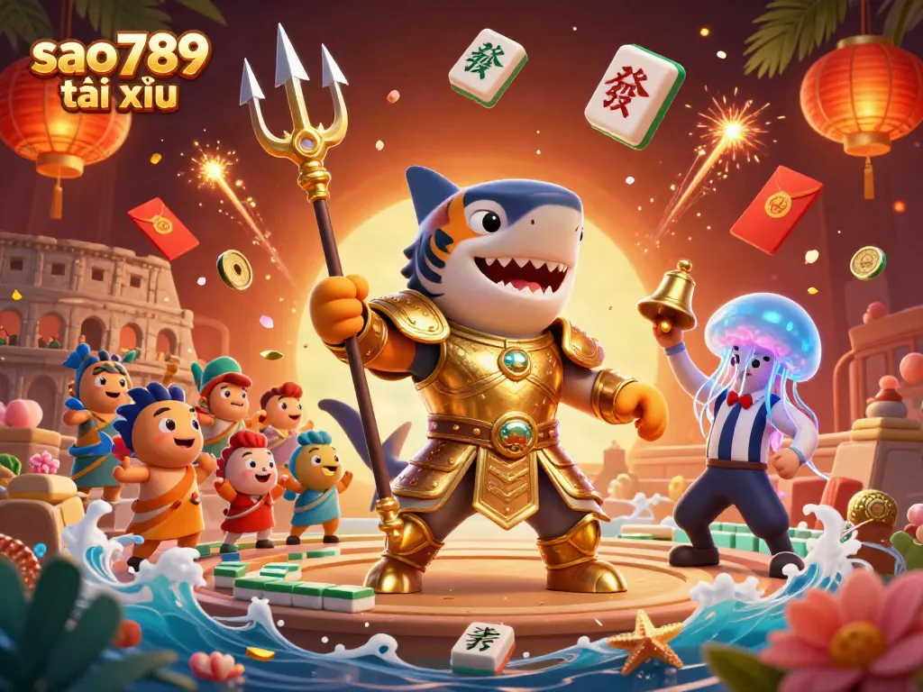 Experience thrilling gameplay at sao789 tài xỉu with 3D dynamic casino elements and colorful jellyfish referee.