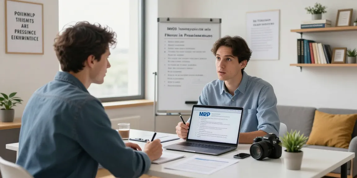 MPU Vorbereitung Hannover Beratungsszene mit Psychologen und Klienten, die Vorbereitungstrategien in einem professionellen Umfeld besprechen.