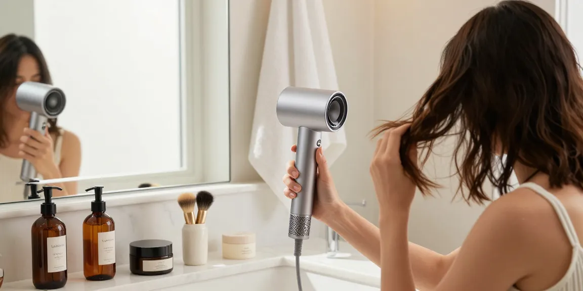 Die Laifen föhn sorgt für glänzendes Haar und perfektes Styling in einem modernen Badezimmer.