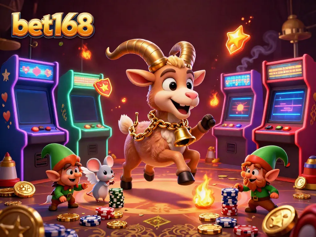 Engage in thrilling gameplay at bet168's whimsical casino, featuring Krampus and elf gremlins in a festive atmosphere.