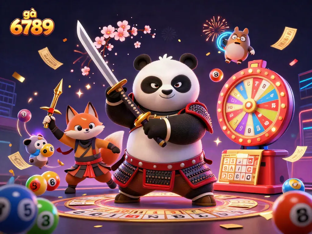 Experience thrilling action with gà 6789 as samurai panda and ninja fox engage in vibrant gambling adventures.