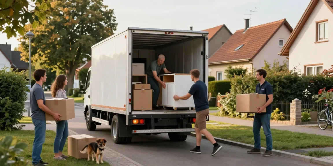 Professionelles Umzugsunternehmen Schwetzingen packt Möbel sicher in Umzugswagen.