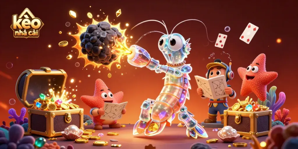 Kèo nhà cái showcases a vibrant scene with dynamic gambling elements and fantasy characters, immersing viewers in the excitement.