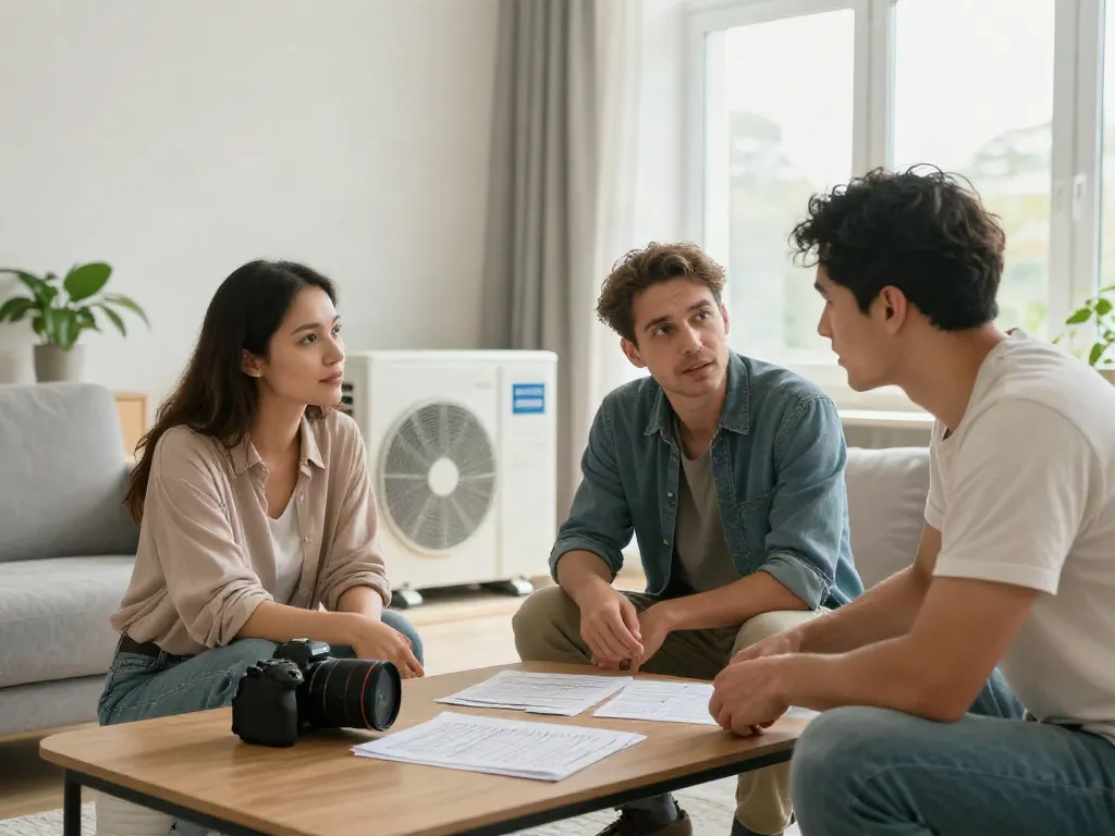 Wärmepumpe Kosten: Professionelle Beratung zu Installationskosten in modernem Wohnzimmer