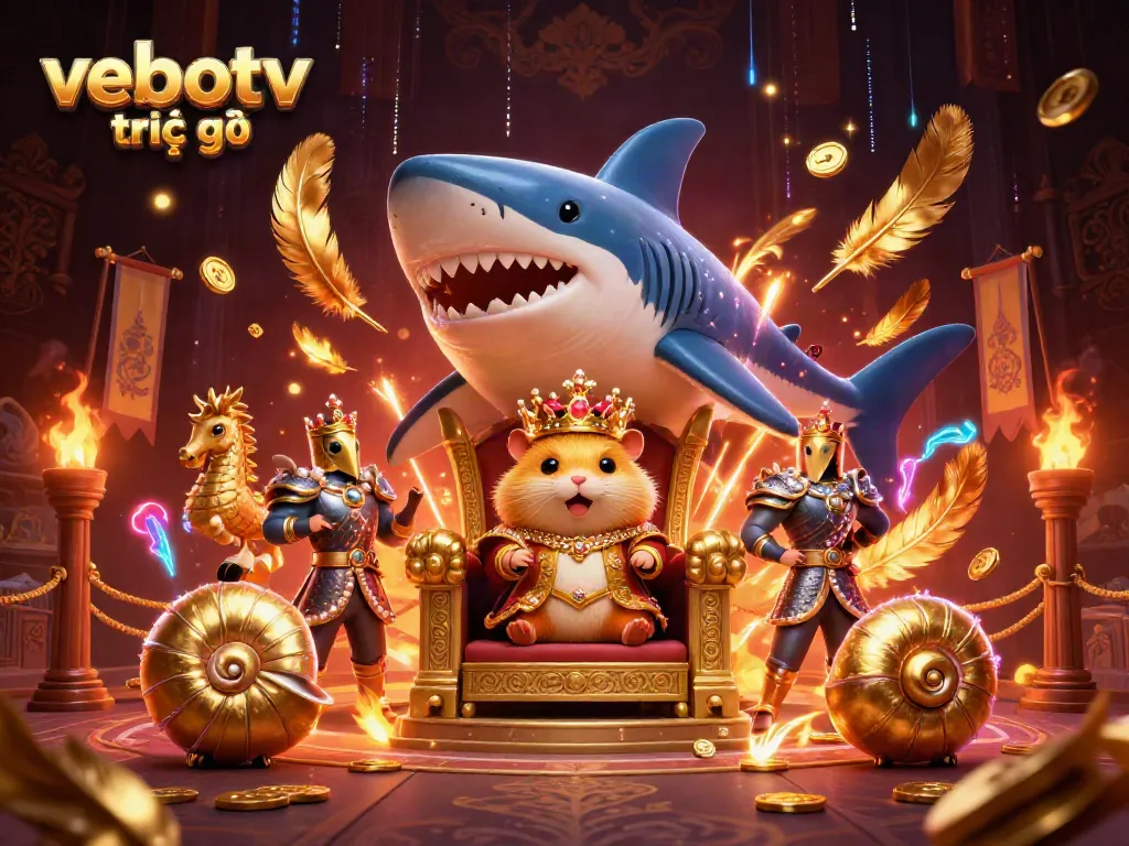 Experience the vebotv trực tiếp excitement with a fierce hamster king and his royal guards in a lavish gambling arena.
